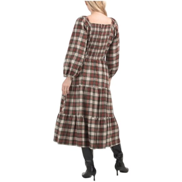 IVY CITY CO Three-quarter Sleeve Plaid Midi Dress - Picture 2 of 3